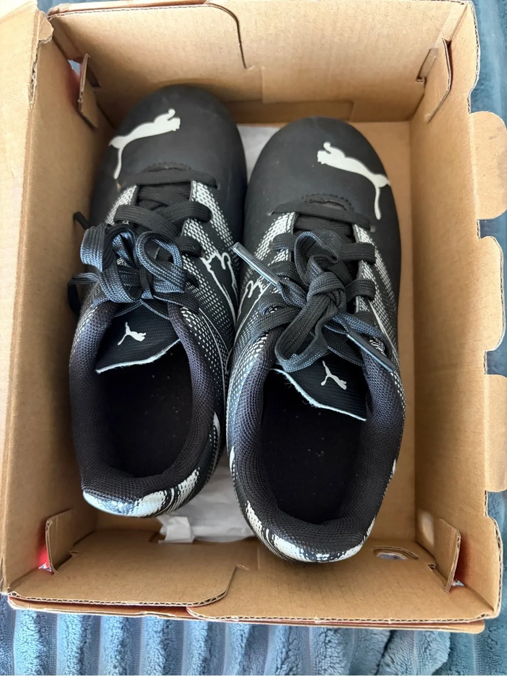 Puma Kids Black and White Lace-Up Sneakers